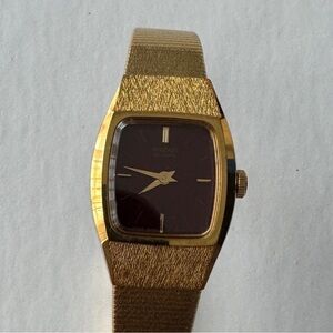 Vintage Seiko Watch Women's Classic Luxury Gold Tone 2C20-6450 Black Dial